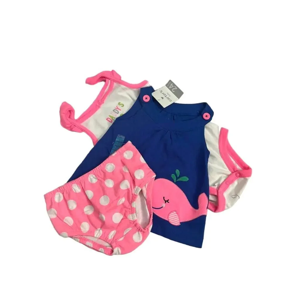 NWT! Carter's Baby Girls 3-piece‎ Bodysuit & Diaper Cover Set 24 MONTHS